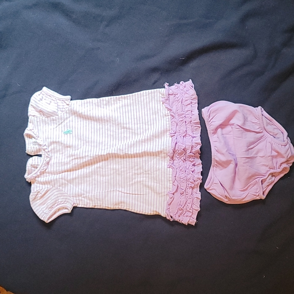 Ralph Lauren dress and bloomers, purple/white, size 6M